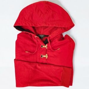 Ralph Lauren Red Womens Sweatshirt With Hood And Gold Toggles -- Size M